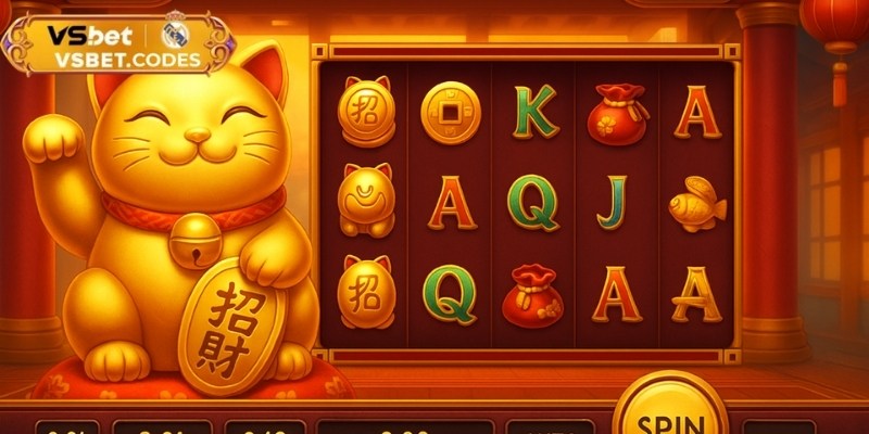 Mèo chiêu tài Vsbet nổi bật với thiết kế đồ họa ấn tượng